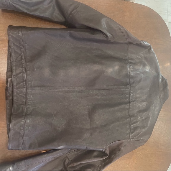 Men's 100% Cow Leather Chocolate Brown Leather Jacket - Picture 5 of 6